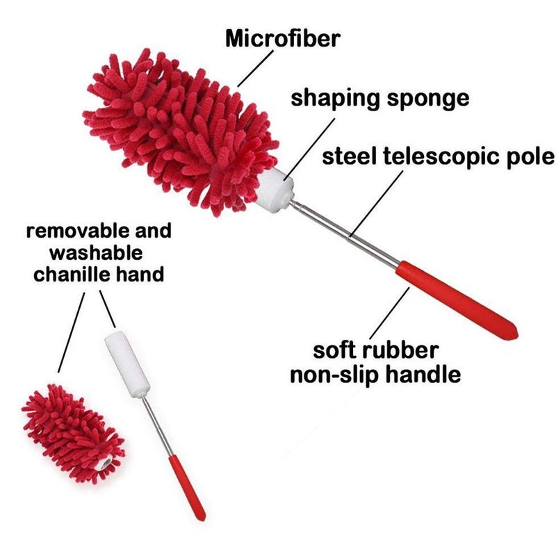 KissDate Microfiber Extendable Hand Dusters Washable Dusting Brush with Telescoping Pole for Cleaning Car, Computer, Air Conditioning, TV and Else Pack of 3 - Image 5